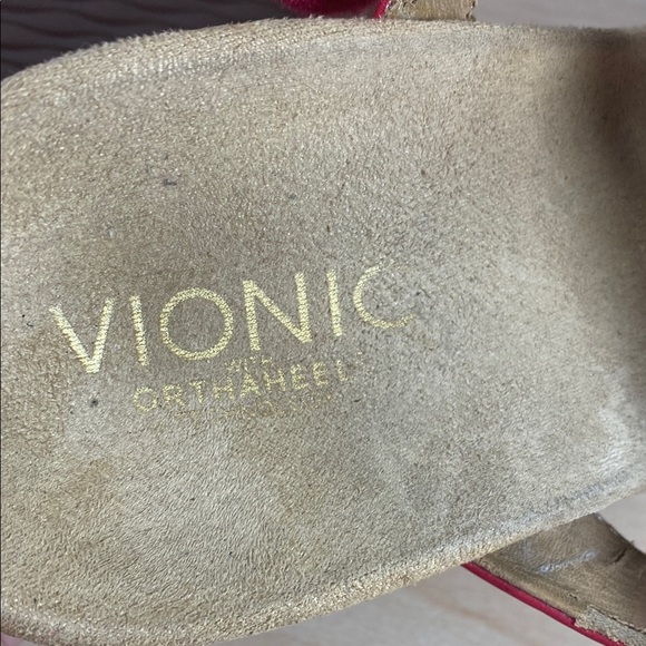 Vionic Maggie Red Wedge Sandals Comfortable Slip-On Design - Picture 10 of 11